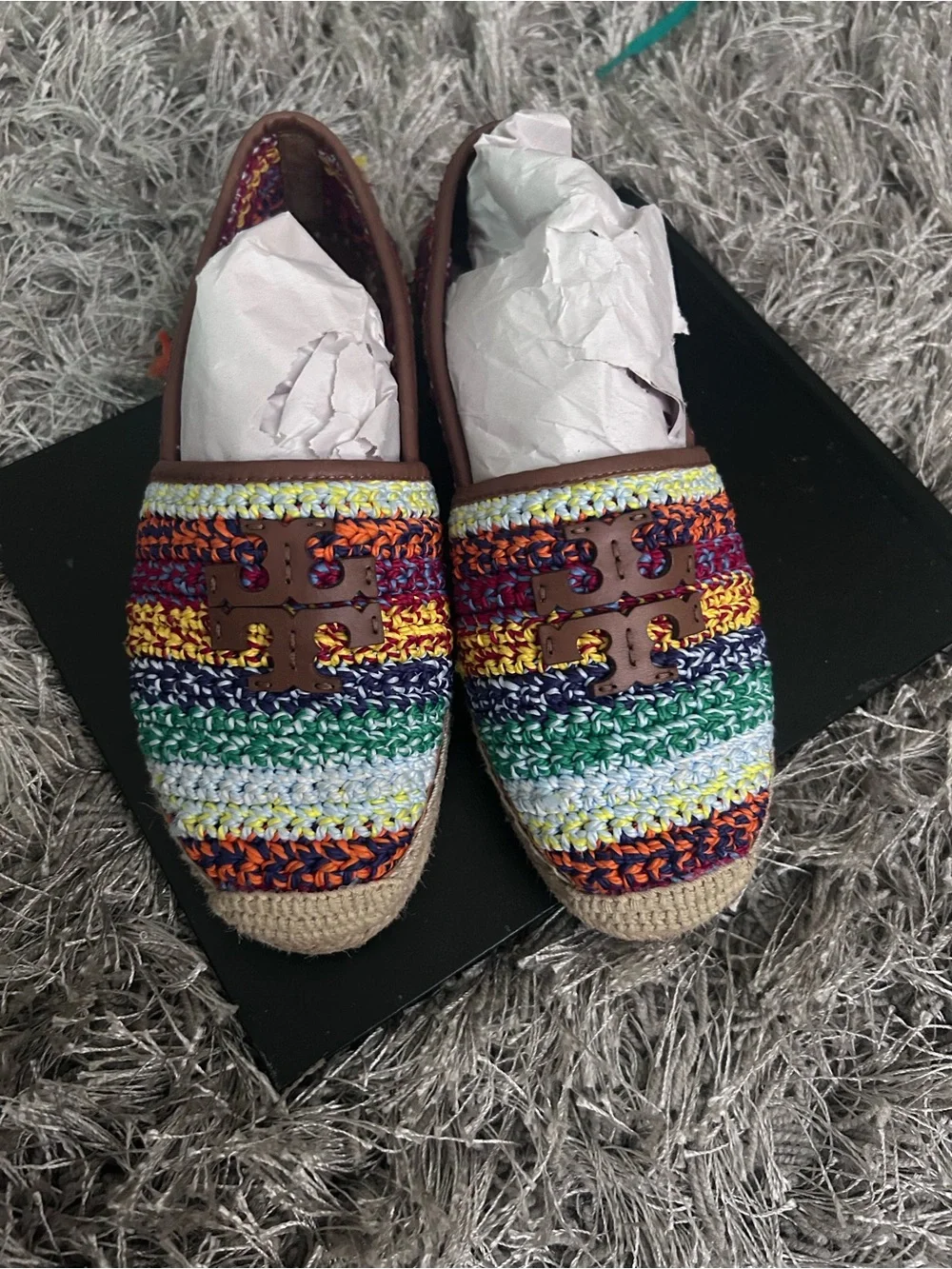 Tory Burch Multicolor Crochet Espadrille Slip-Ons